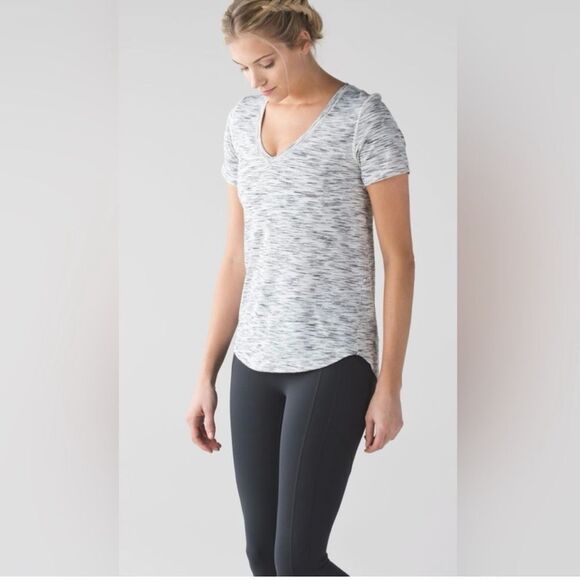 Lululemon What The Sport V Neck Tee Space Dye Gray 6 - Picture 1 of 9